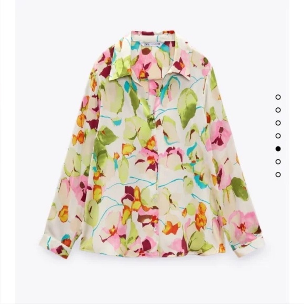 Zara floral satin shirt - Picture 4 of 14